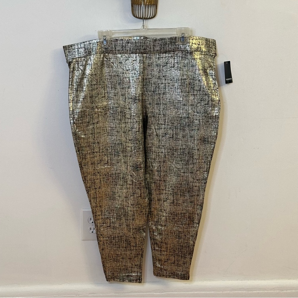 New Torrid Gold Foil Pull On Pants, Plus Size 26, Women's Metallic Trousers